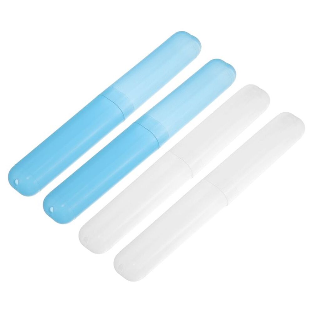4 Pcs Lightweight Traveling Toothbrush Holders Case White Blue 7.48"x1.06"
